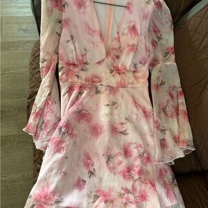 Shein Floral Pink Chiffon Dress in size Small (S)